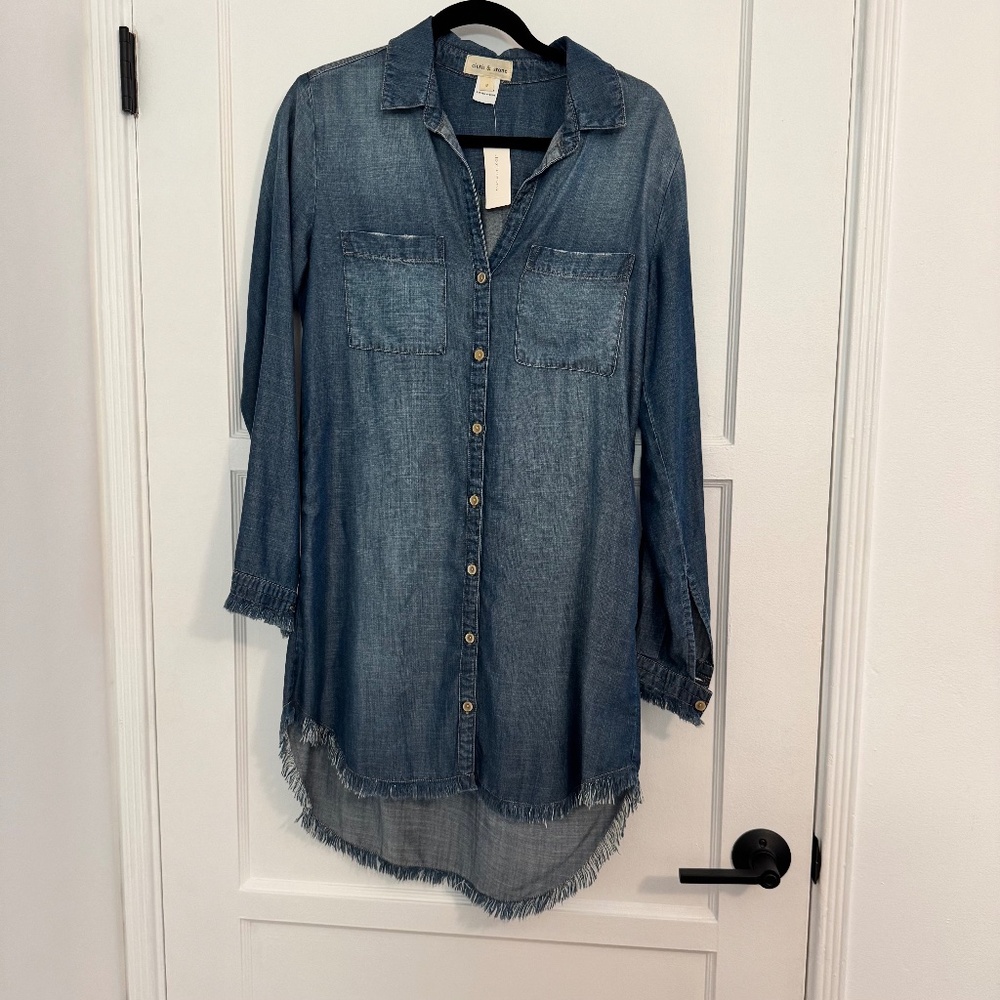 NWT Anthropologie's Cloth & Stone Raw Hem Denim Dress - Small